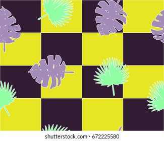 Vector seamless tropical leaves pattern