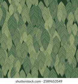 Vector Seamless Tropical leaves wallpaper, luxury nature leaves, golden banana leaf line design, hand drawn outline design for fabric, print, cover, banner and invitation.