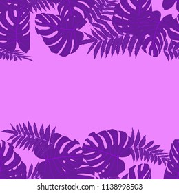 Vector seamless tropical pattern, bright tropical foliage, monstera leaves. Modern bright summer print design from thickets of tropical leaves from the jungle.