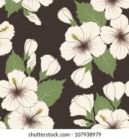 Vector seamless tropical pattern with hibiscus flowers