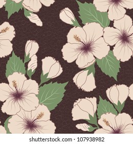 Vector seamless tropical pattern with hibiscus flowers