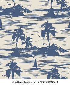 Vector de patrón tropical sin fisuras con palmera en fondo blanco. Ilustración vectorial floral para textiles, papel impreso, papel pintado, envoltura.