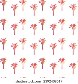 Vector seamless tropical pattern with palm tree and leaves on white background. Vector floral illustration for textile, print, pattern, wallpapers, wrapping.