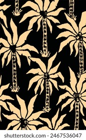 Vector seamless tropical pattern with palm tree on white background. Vector floral illustration for textile, print, wallpapers, wrapping.