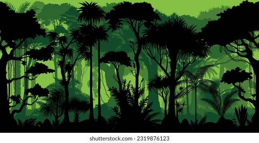 Vector seamless tropical rainforest Jungle background