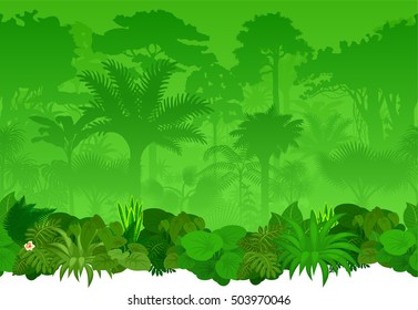 Vector Seamless Tropical Rainforest Jungle Background Stock Vector ...
