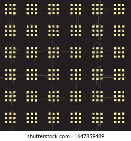 Vector seamless tweed plaid pattern with crossing lines and stripes hand drawn in vintage mid century fashion style. Tiles pattern with check, squares. Vector simple tartan background. Grunge texture