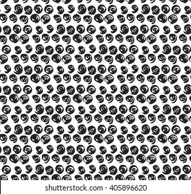 Vector seamless twirl hand draw ink pattern. Modern floral texture. Endless abstract black and white  background 