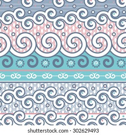 Vector Seamless Twirl Items Pattern. Endless Stylish Background for Textile Design