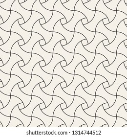 Vector seamless twisting thin lines pattern. Modern stylish abstract texture. Repeating geometric tiles from spiral elements.