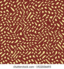 Vector, Seamless, Two-Color Image of Wavy Curved Stripes That Form a Kind of Lattice 