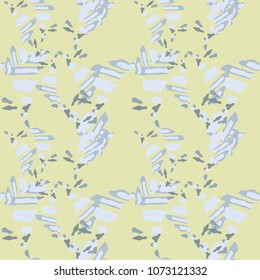 Vector seamless UFO camo pattern. Modern stylish texture as urban camouflage. Repeating endless light green background with blue and navy spots. Usable as print, backdrop or stylish camoflage