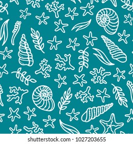 Marine Seamless Background Hand Drawn Sea Stock Vector (Royalty Free ...