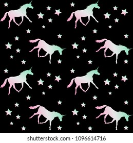 vector seamless unicorn star pastel gradient holographic pattern