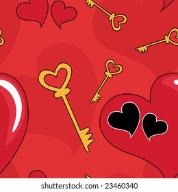 Vector, Seamless valentine wallpaper, key from heart