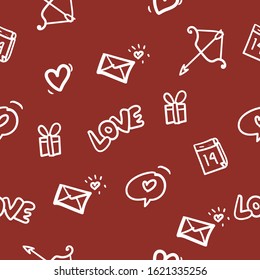 Vector Seamless Valentines Day Doodle Art
