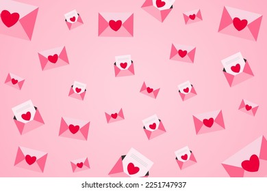 Vector seamless valentine's day pattern with envelopes