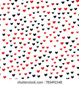 Vector seamless valentine`s day red and black heart pattern
