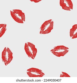 Vector sin fisuras San Valentín del mundo del beso fondo. Besos de labios rojos envolviendo el patrón de moda
