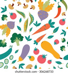 Vector seamless vegetable pattern.
