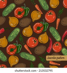 vector seamless vegetables colorful pattern