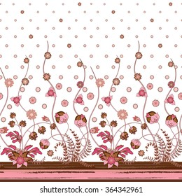 Vector seamless vertical pattern with Decorative ornament, hand drawn texture for clothes, bedclothes, invitation, card design etc.