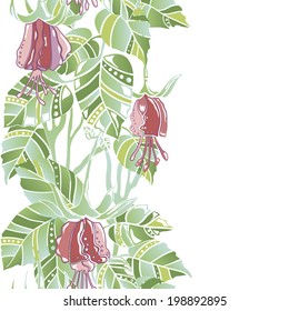 Vector seamless vertical pattern with flowers for your design