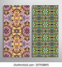 Vector seamless vertical patterns set with hand drawn texture for Wedding, Bridal, Valentine's day or Birthday Invitations. Business Cards, Flayers, Banners, Placards and Posters Design.