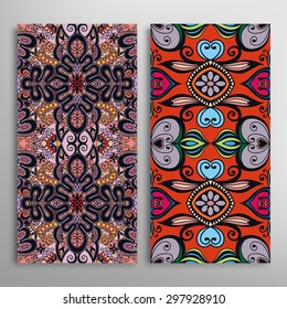 Vector seamless vertical patterns set with hand drawn texture for Wedding, Bridal, Valentine's day or Birthday Invitations. Business Cards, Flayers, Banners, Placards and Posters Design.