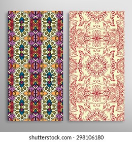 Vector seamless vertical patterns set with hand drawn texture for Wedding, Bridal, Valentine's day or Birthday Invitations. Business Cards, Flayers, Banners, Placards and Posters Design.