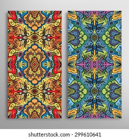 Vector seamless vertical patterns set with hand drawn texture for Wedding, Bridal, Valentine's day or Birthday Invitations. Business Cards, Flayers, Banners, Placards and Posters Design.