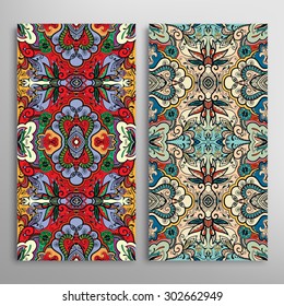 Vector seamless vertical patterns set with hand drawn texture for Wedding, Bridal, Valentine's day or Birthday Invitations. Fabric or paper print, fashion illustration. Abstract geometric background.