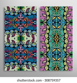 Vector seamless vertical patterns set with hand drawn texture for Wedding, Bridal, Valentine's day or Birthday Invitations. Fabric or paper print, fashion illustration. Abstract geometric background.
