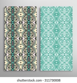Vector seamless vertical patterns set with hand drawn texture for Wedding, Bridal, Valentine's day or Birthday Invitations. Fabric or paper print, fashion illustration. Abstract geometric background.