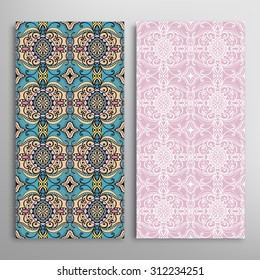 Vector seamless vertical patterns set with hand drawn texture for Wedding, Bridal, Valentine's day or Birthday Invitations. Fabric or paper print, fashion illustration. Abstract geometric background. 