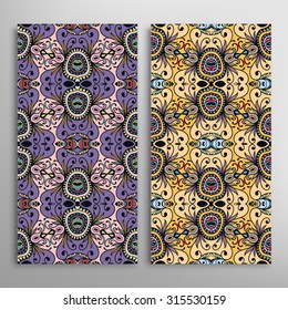 Vector seamless vertical patterns set with hand drawn texture for Wedding, Bridal, Valentine's day or Birthday Invitations. Fabric or paper print, fashion illustration. Abstract geometric background.