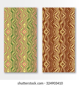 Vector seamless vertical patterns set  for Wedding, Bridal, Valentine's day or Birthday Invitations. Fabric or paper print, fashion illustration. Abstract geometric background