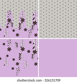 Vector seamless vertical patterns set with hand drawn texture for Wedding, Bridal, Valentine's day or Birthday Invitations. Business Cards, Flayers, Banners, Placards and Posters Design.