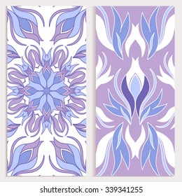vector seamless vertical patterns set with flowers 