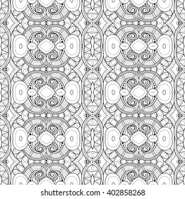 Vector Seamless Vintage Black and White Lace Pattern. Hand Drawn Tile Texture, Ethnic Ornament