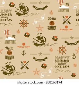 vector seamless vintage calligraphic nautical pattern 