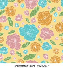 Vector seamless vintage floral botany pattern