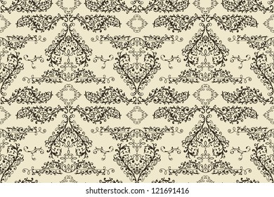 vector seamless vintage floral pattern, fully editable eps 8 file with clipping masks and pattern in swatch menu