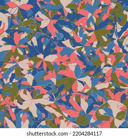 Vector seamless vintage floral pattern. fashion colored begonia leaves design. Ideal for fashion , fabric, textile, wallpaper, cover and wrapping. 