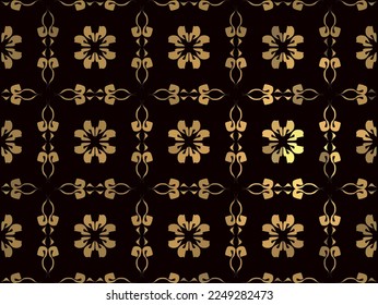 Patrón floral vintage sin fisuras vectorial. Siluetas estilizadas de flores y bayas sobre un fondo gris. Flores beiges.