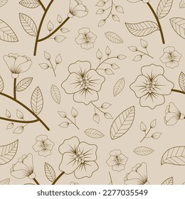 Vector seamless vintage floral pattern. hand-drawn botanical background