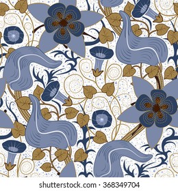 Vector seamless vintage floral pattern. Flowers on a white background