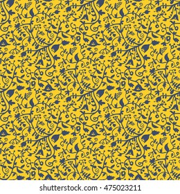 Vector seamless vintage floral pattern. Stylized silhouettes of flowers and berries.