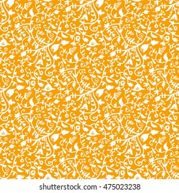 Vector seamless vintage floral pattern. Stylized silhouettes of flowers and berries.