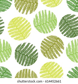 Vector seamless vintage floral pattern. Exotic leaves and polka dot.